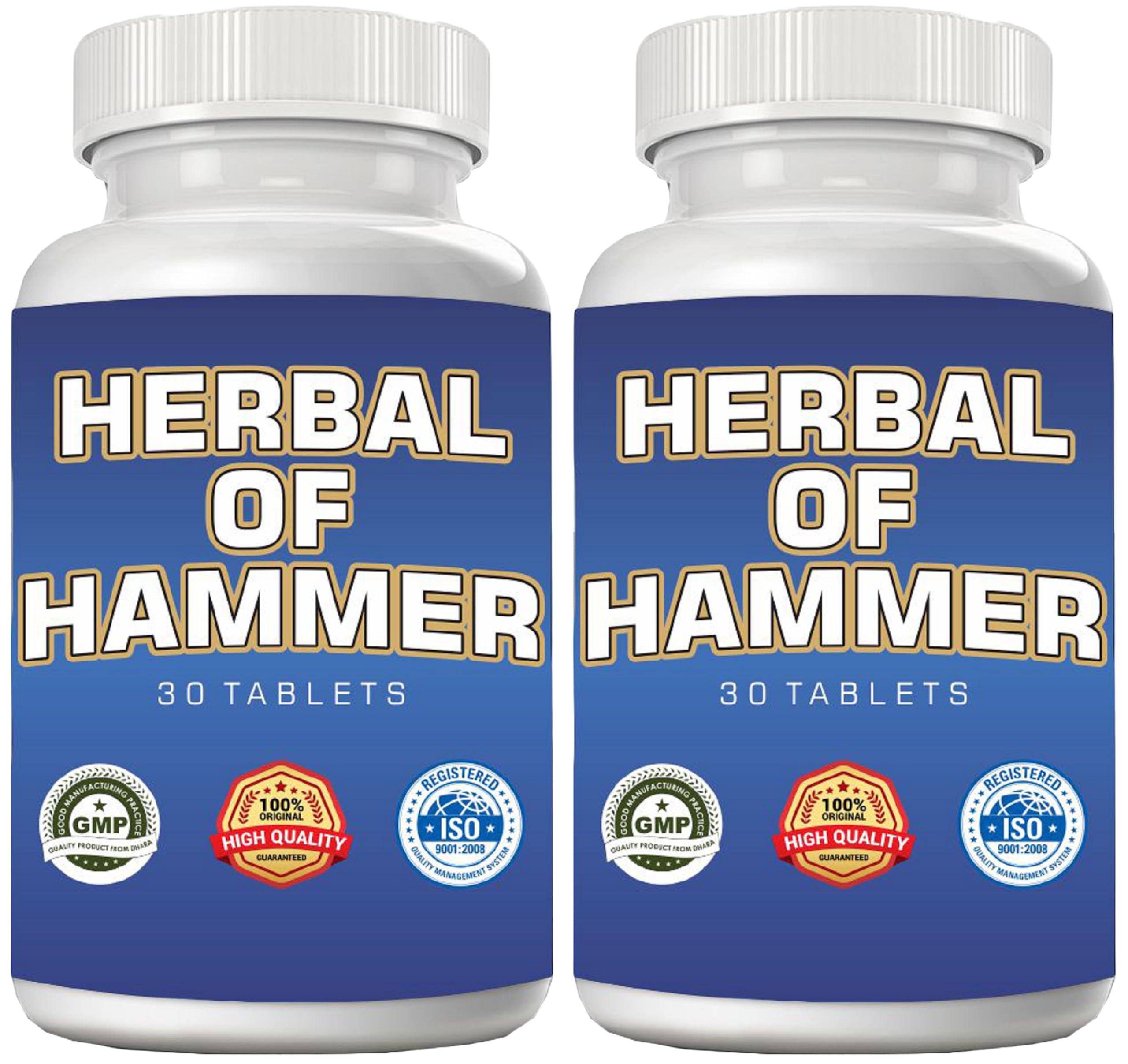 Herbal Hammer Herbal Hammer|Ayurvedic Strength,Energy Booster| Helps Restores Energy & Hardens Relaxing Muscles Safed Musli,Ashwagandha,Gokshura | Clinically Approved| 30 Tablets | Pack Of 2