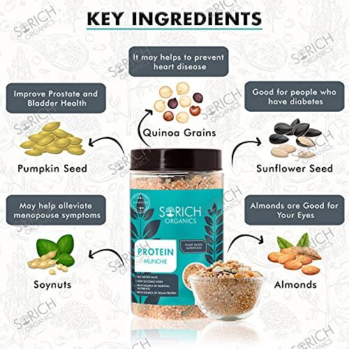 Sorich Organics Sorich Organics Protein Munchies 250 Gm - Mixture of Quinoa Puffs, Soya Nuts, Almonds, Sunflower & Pumpkin Seeds | Super Healthy Ready to Eat Snacks | Daily Dose of High Protein | Gluten Free | Health