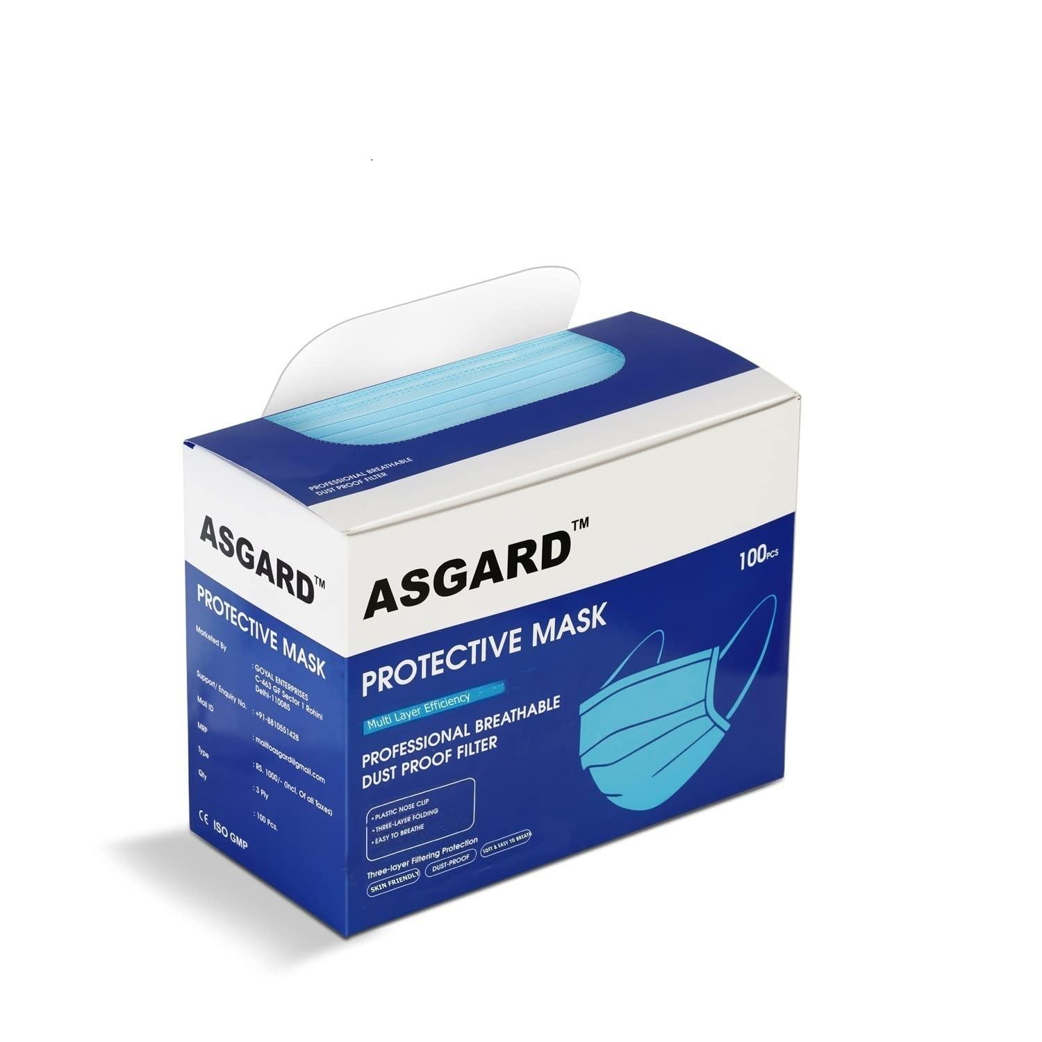 ASGARD ASGARD Melt-Blown Fabric Disposable Face Mask with Nose Clip (Blue, Pack of 200) for Unisex