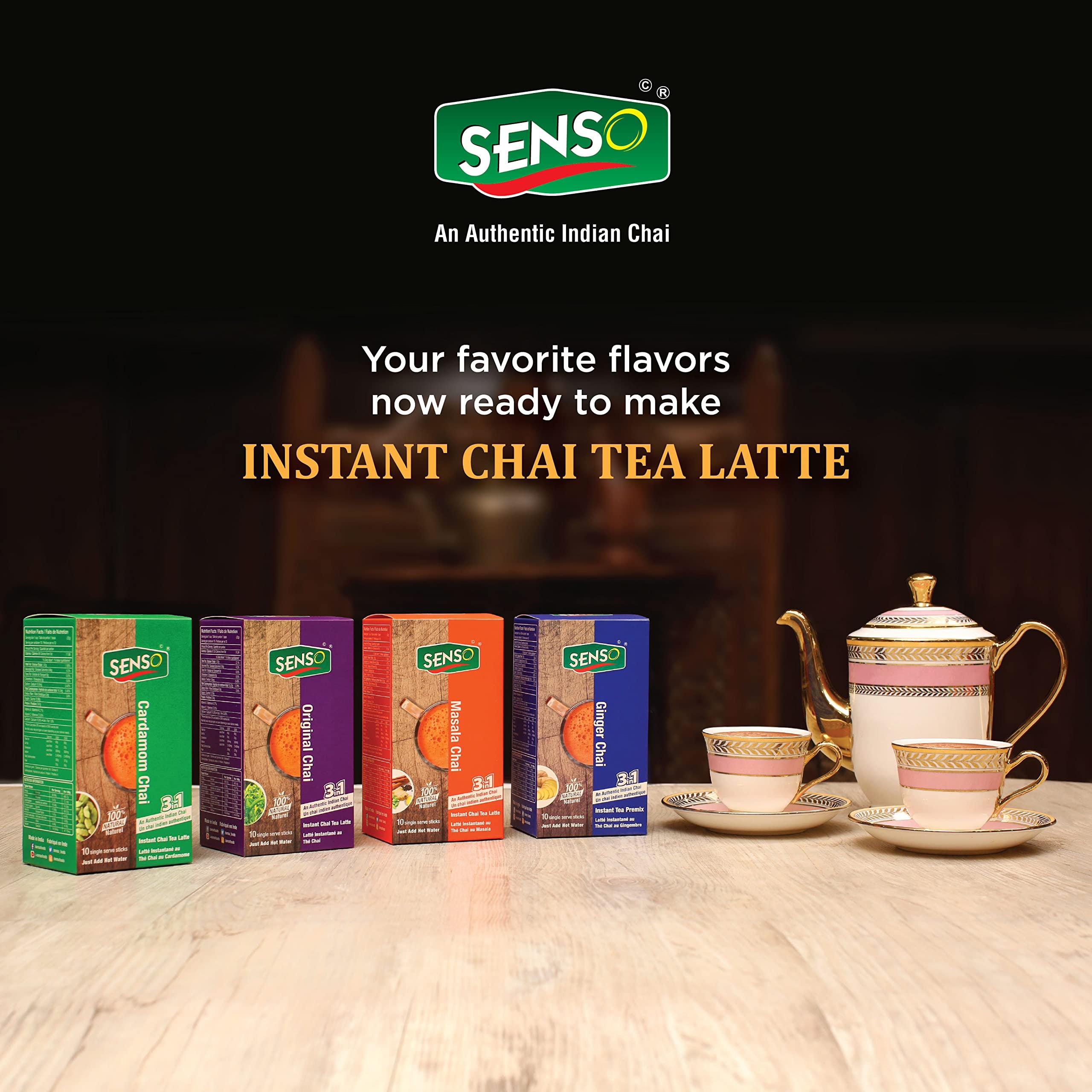 SENSO Senso masala tea premix Unsweetened (14g * 10 Sachets) no Sugar (Makes 100 ml) Ginger Tea | Adrak- Adrak Elaichi Masala Chai instant tea premix sachets masala chai premix tea masala tea powder ready mix tea - instant chai premix One Minute Tea Assam
