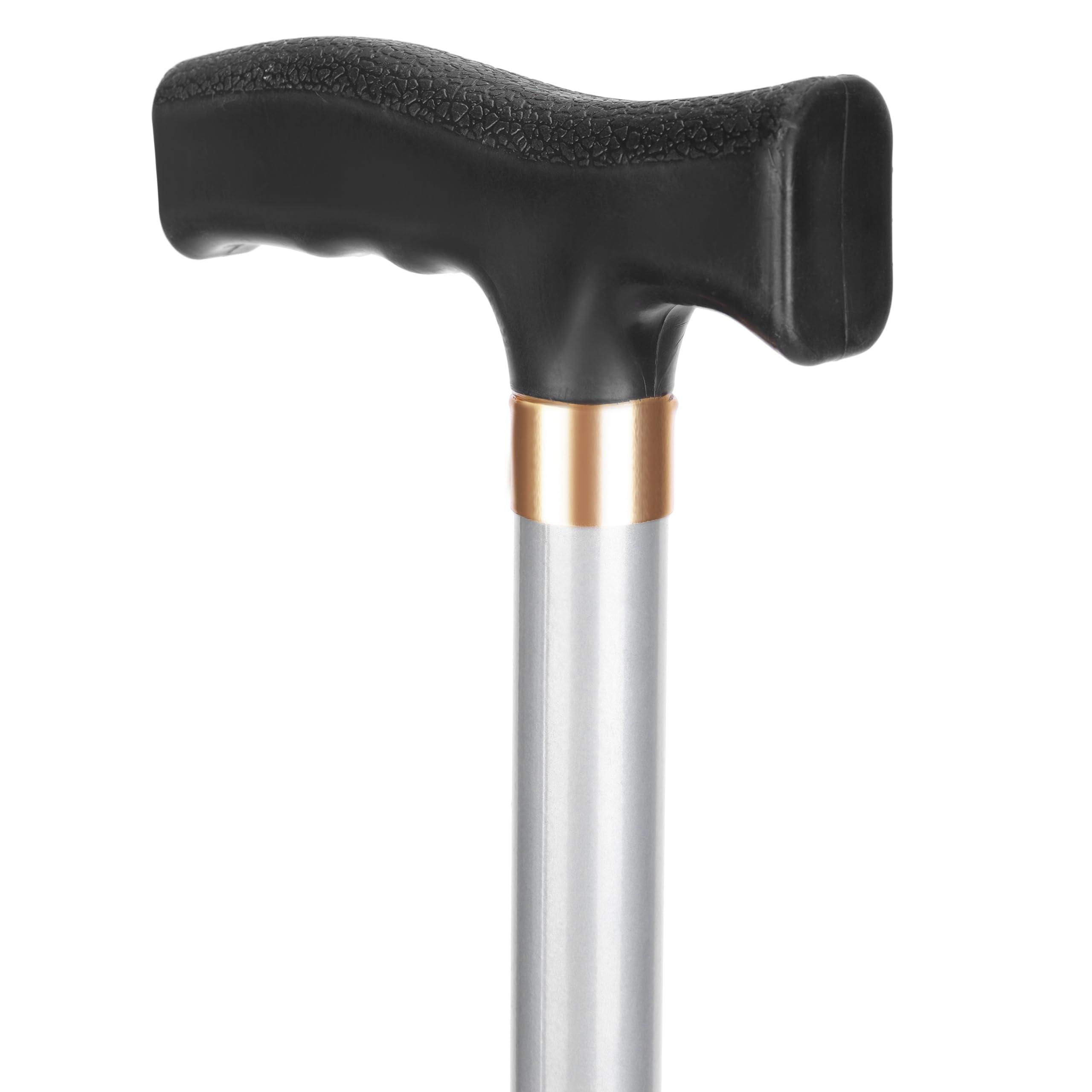 Dr. TORSO Dr. TORSO Premium Four-Leg Walking Stick with Self-Standing Base | Mild-Steel Body | Adjustible Height | Anti Slip | for Men/Women | Patients | Old People (Grey)