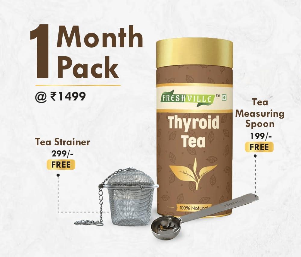 FRESHOKIT Freshville Thyroid Green Tea | Thyroid Support Green Tea | Restore healthy T3, T4 levels - 100 Gm