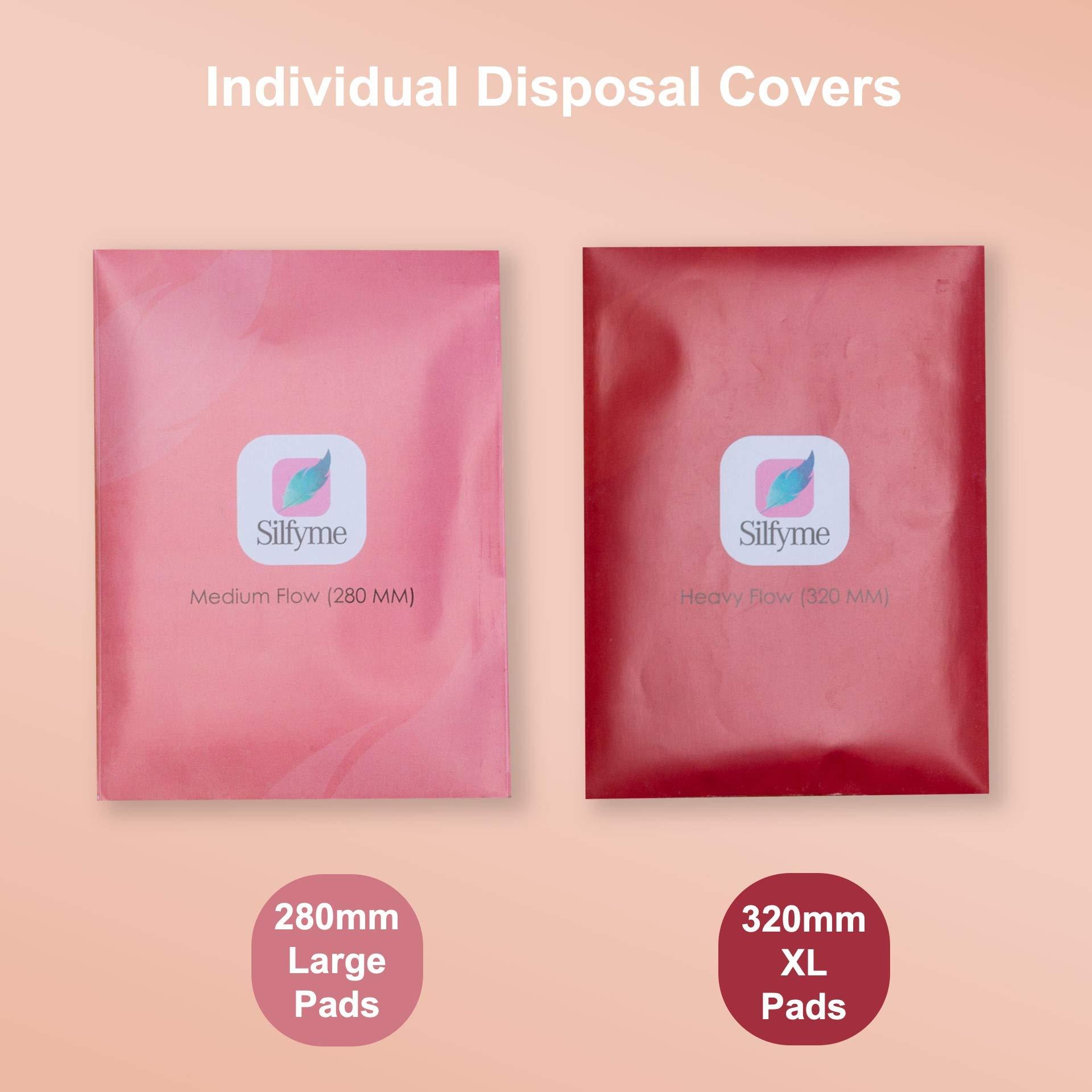 Generic Silfyme Organic Biodegradable Sanitary Pads Made of 100% Organic cotton & Bamboo Fibre - Rash-Free | Plastic Free | Paraben Free | Toxin Free | Chlorine Free - Pack of 24 ( 12 Medium Flow & 12 Heavy Flow)