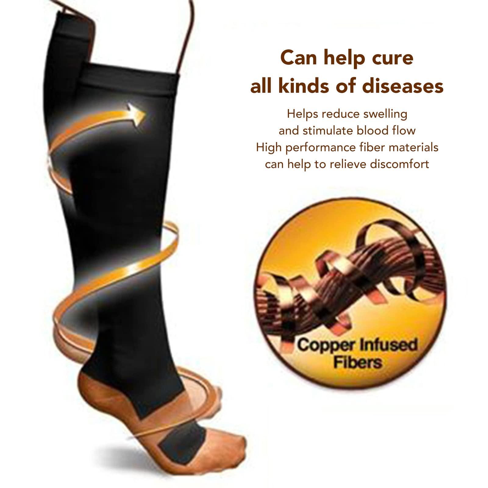 Lusb Compression Socks, Copper Fiber Stress Relief Diabetic Socks For Diabetic Pain (XXL)