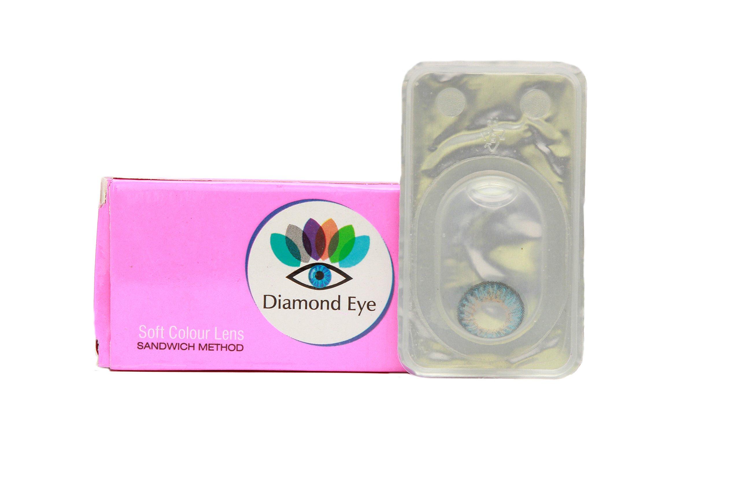 Diamond eye Diamond Eye Zero Power Color Quarterly Contact Lenses With Lens Care Kit (2 Lens Pack, Sky Blue)