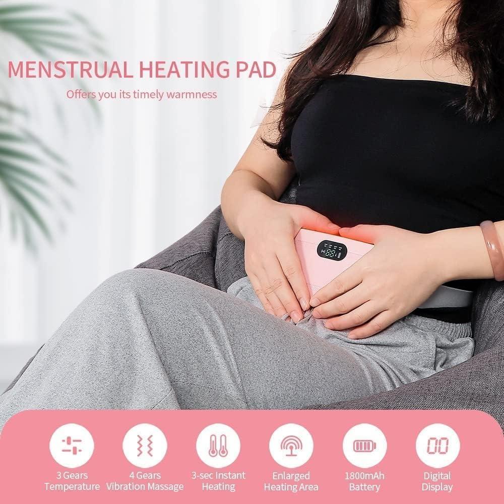ZEXREL ZEXREL Period Cramp Relief Massager & Heating Pad for Period Cramps Portable Cordless Periods Cramps Relief Machine 3-Temp. & 4-Massage Mode Fast Heating Menstrual Period Pain Relief Device for Women (Periods Relief)