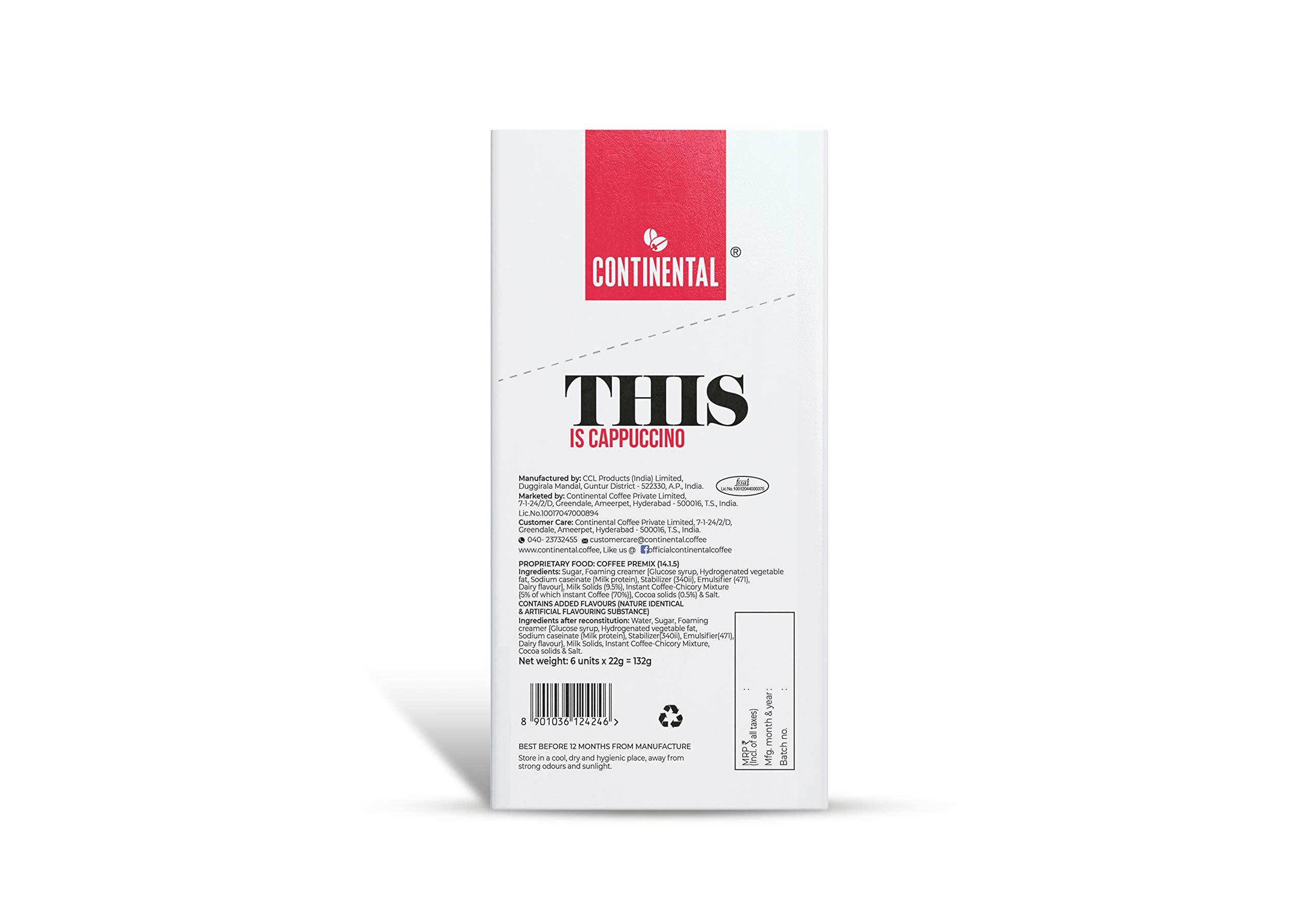 Continental This Continental This Cappuccino 3 In 1 Premix Instant Coffee 132G (22G*6 Sachets) (Pack of 2) Carton, Ground