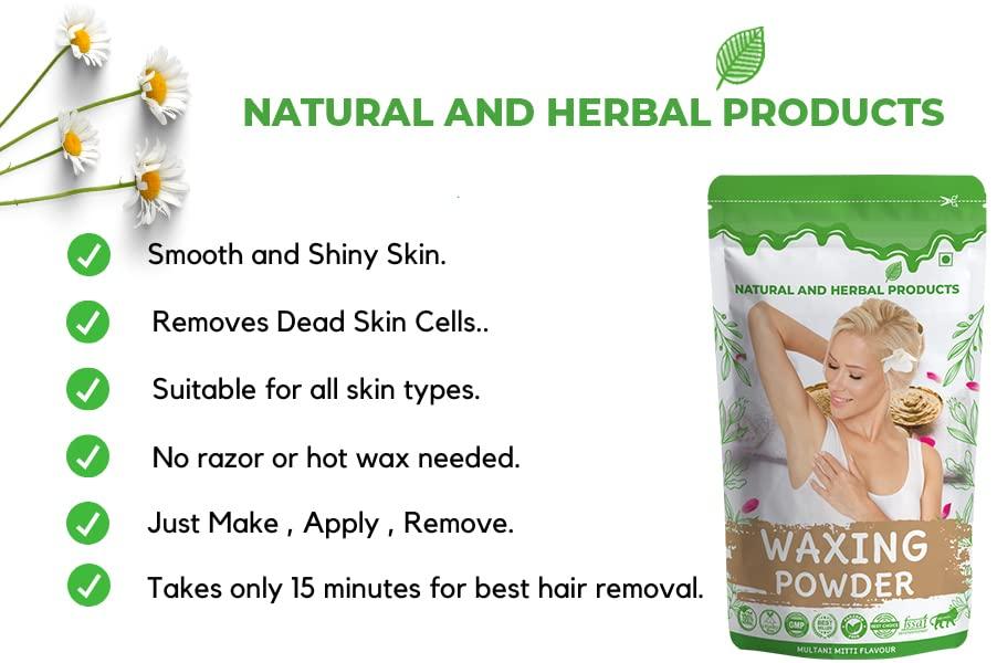 Natural and Herbal Products Waxing Powder for instant Hair Removal wax powder for All Types of Hair & Skin, Hands, Legs, Underarms, Bikini (Private Part) Area Unisex adult, Herbal Wax Powder for Women & Men, Multani(100 Gram)