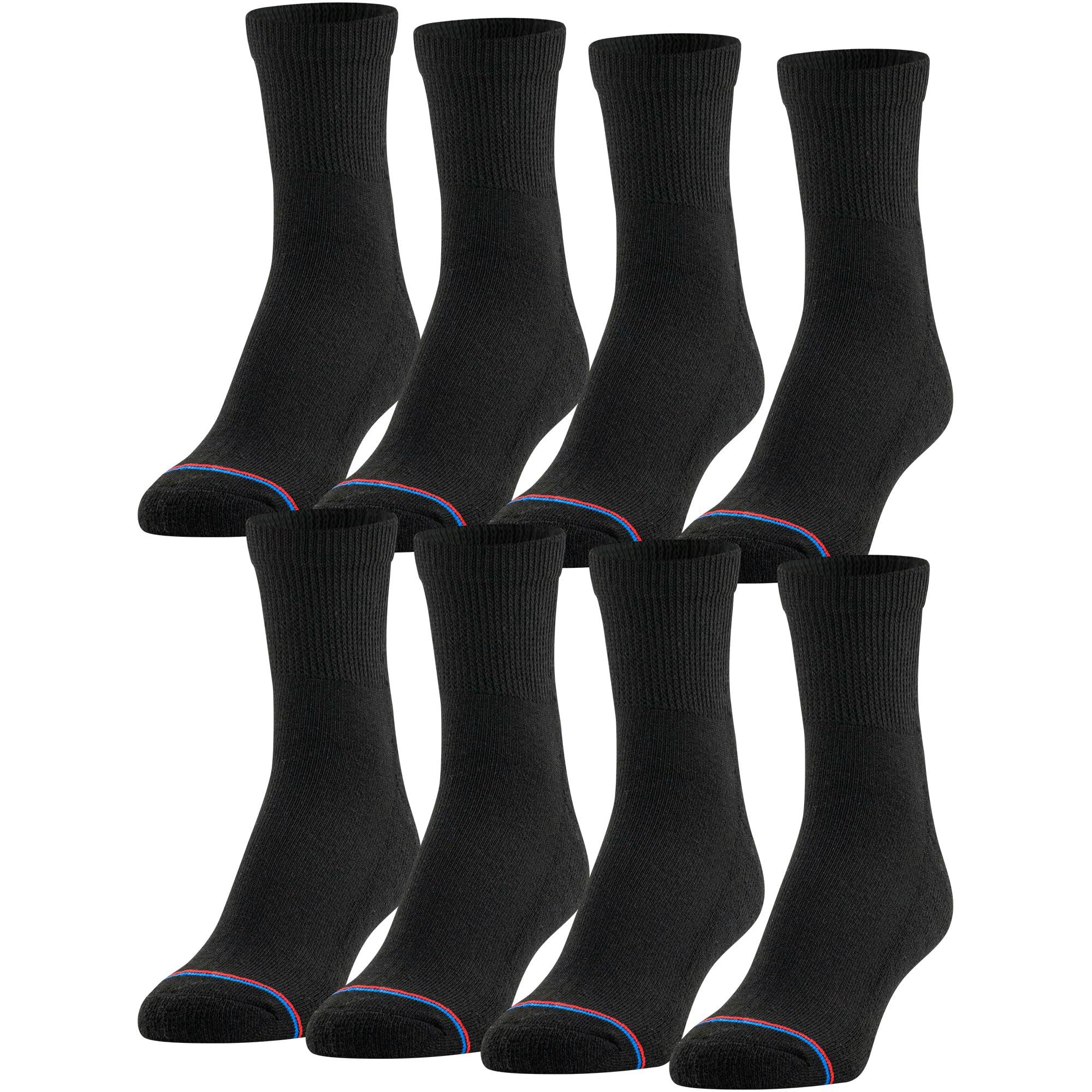 MediPeds MediPeds Men\'s Polyester 8 Pack Diabetic Quarter Socks With Non-Binding Top, Black, Quarter Length Shoe Size: 9-12