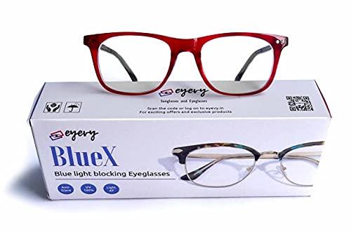 Eyevy Eyevy® BlueX KIDS | Zero Power Blue Light Filter & Anti glare Computer Eyeglasses | UV Protected Spectacles | Transparent Frame Reading Glasses For Age 5 to 10 | Red