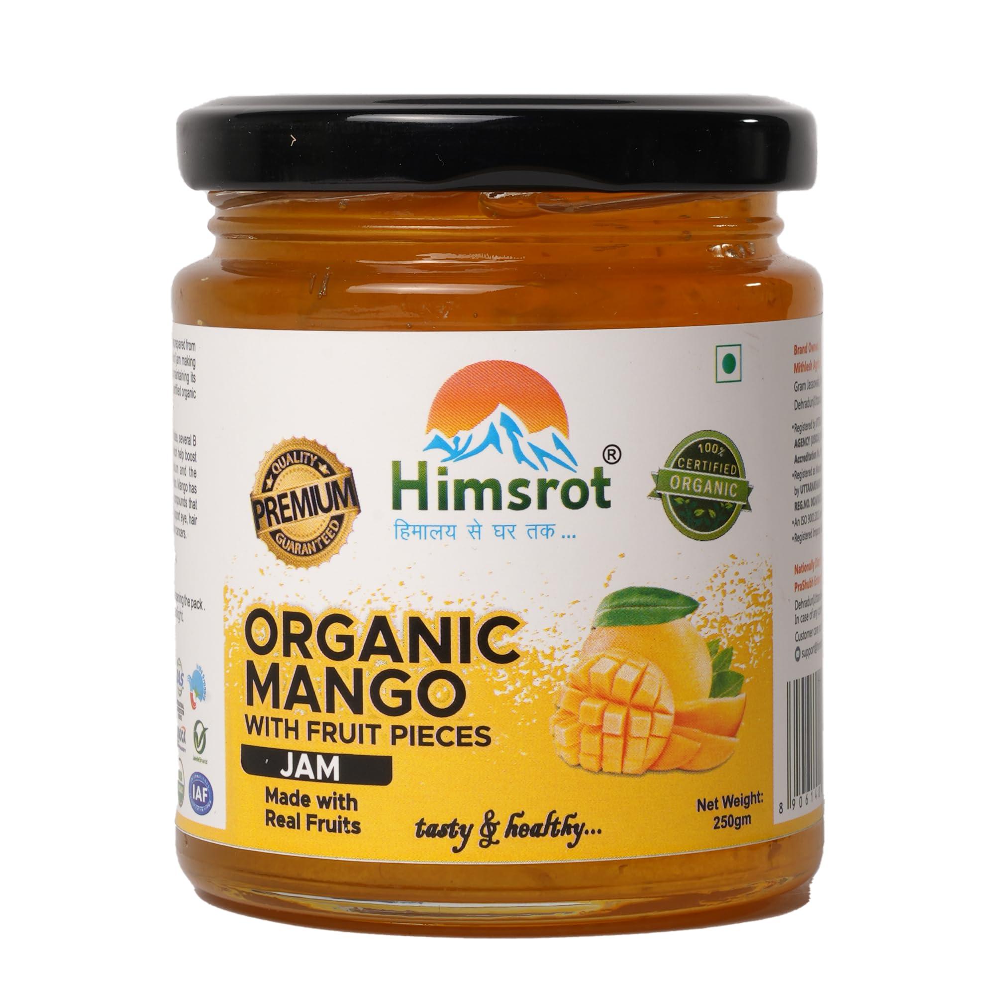 Himsrot Himsrot Organic Mango Fruit Jam with Fruit Pieces | Organic Mango Jam with Mango Fruit Pieces For Breakfast | No Added Preservatives & Colors - 250gm