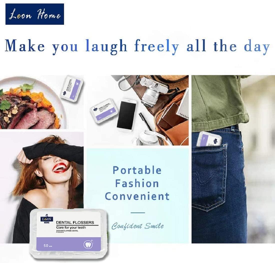 LeoN HOME LeoN Home Dental Floss Picks w/Portable Travel Cases, Pro-Health Deep Clean Teeth for Oral Care, 50 Count/Case (Pack of 6)