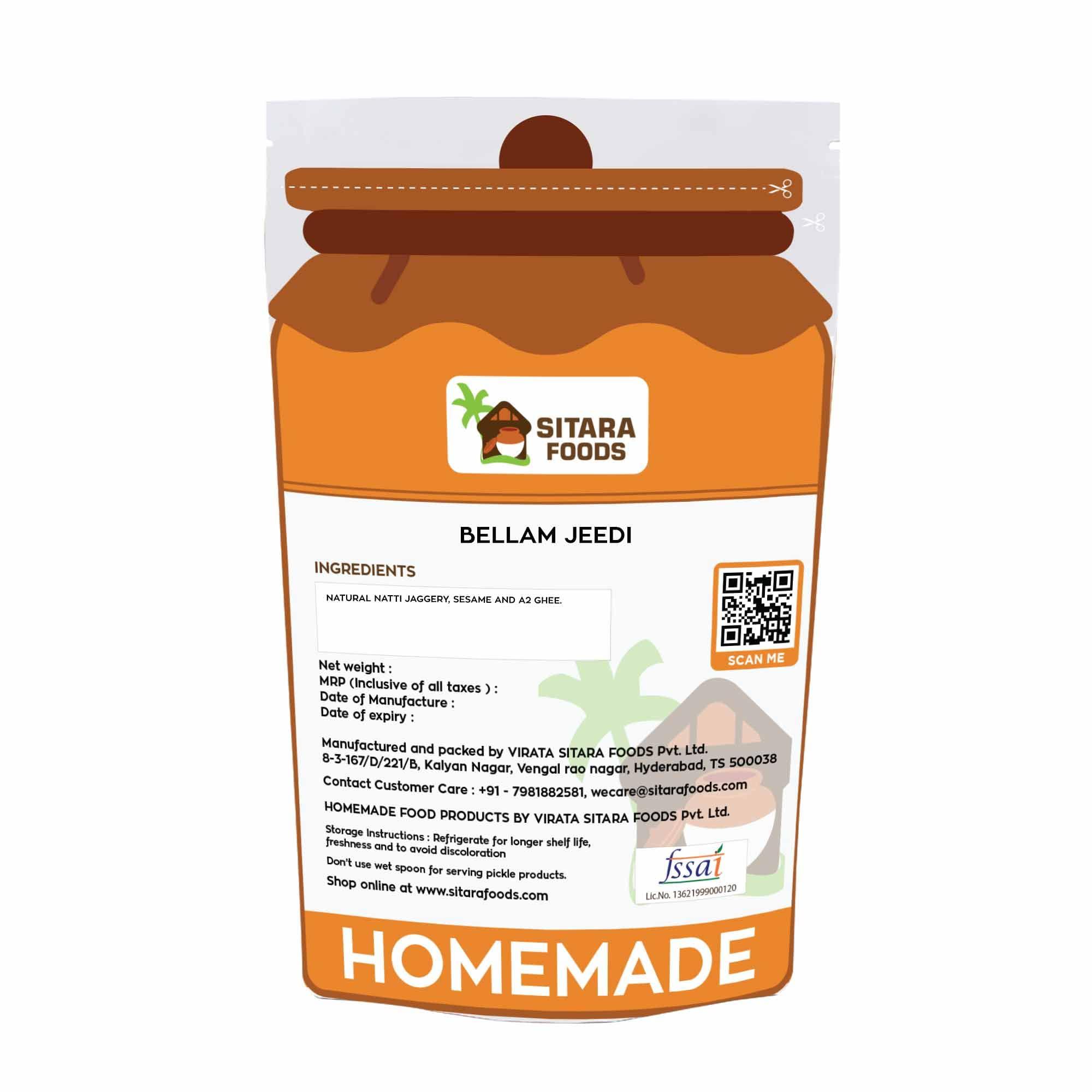 SITARA FOODS Sitara Foods Bellam Jeedilu Nuvvulu Jeedi Handmade Homemade 250 Grams Pack
