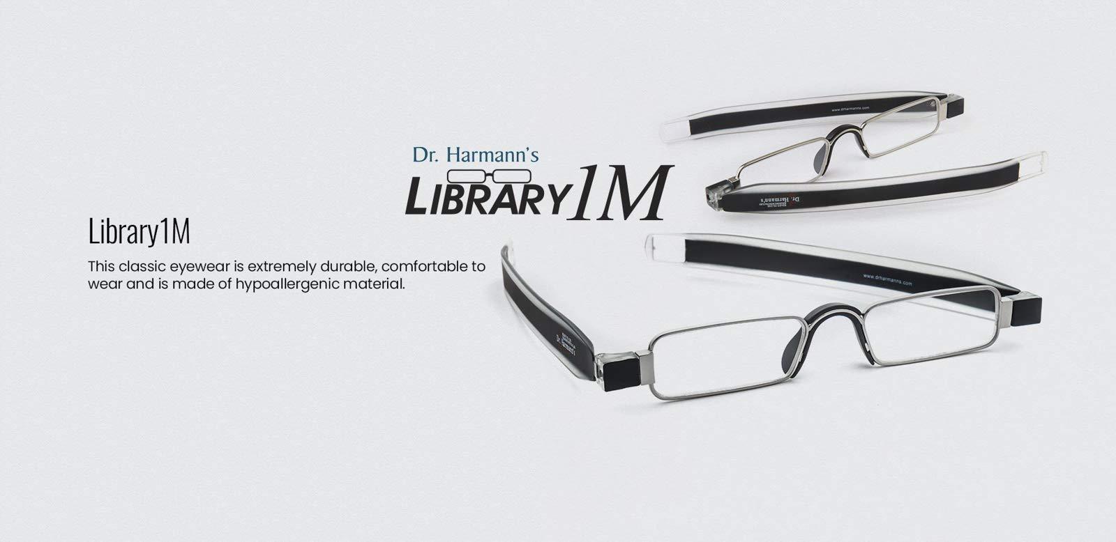 Dr.Harmann's Dr.Harmann's Rectangular Reading Glasses (Black/White) (Library 1M +2.75)