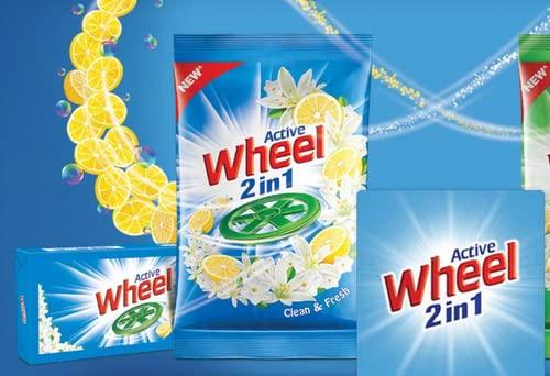 Active Wheel Active WheelWheel Active 2 In 1 Detergent Powder 1Kg [Pack Of 4]