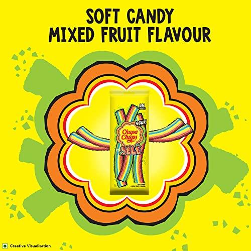 Chupa Chups Chupa Chups , Sour Belt, Mixed Fruit Flavour, Soft & Chewy Toffee Pack, 691.2 Grams- Pack of 12