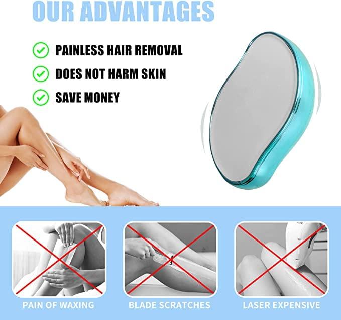 Zorzel Zorzel Hair Remover Tool, Glass Physical Hair Removal Epilator, Magic Crystal Hair Remover Stone, Smooth Soft Silky Skin, Lightweight Epilator Hair Removal for Female Arms Leg And Back - MultiColor