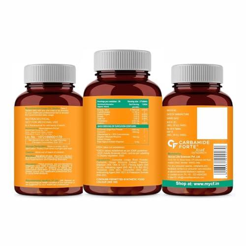 Carbamide Forte Carbamide Forte Curcumin with Piperine Tablets with 95% Curcuminoids | Immunity Boosters Tablet for Adults with Curcuma Longa, Turmeric Powder & Ginger 60 Veg Tablets (Pack of 2)
