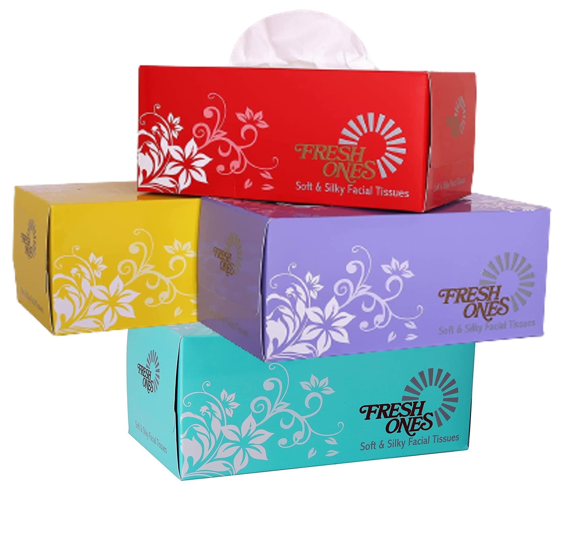 Fresh Ones Fresh Ones Facial Tissues Papers 800 Pulls 2 Ply Soft & Silky Napkins Wipes ( Pack of 4 )