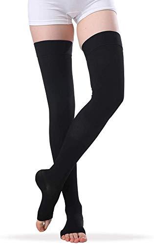 QUADA QUADA Medical Compression Stockings for Vericose Veins Edema Degraded Pressure, 20-30mmHg Opaque Graduated Compression Stockings Support Hose for Women (Black) (Beige, 2XL)