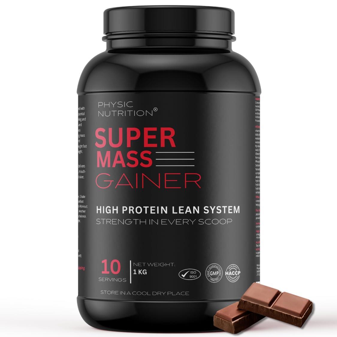 PHYSIC NUTRITION PHYSIC NUTRITION (PN) Super Mass Gainer Powder for Weight Gaining and Muscle Building | (Chocolate, 2.2 lbs) 10 Servings | Next-Level-Supplement