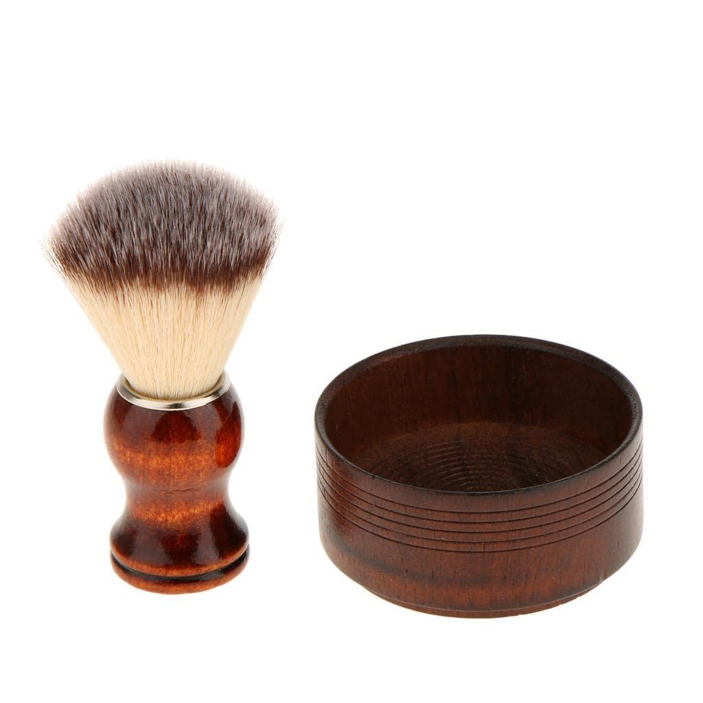 VMS INDIA VMS INDIA Wood Men\'s Bristle Shaving Brush Shave Mug Bowl Barber Beard Soap Cup Set