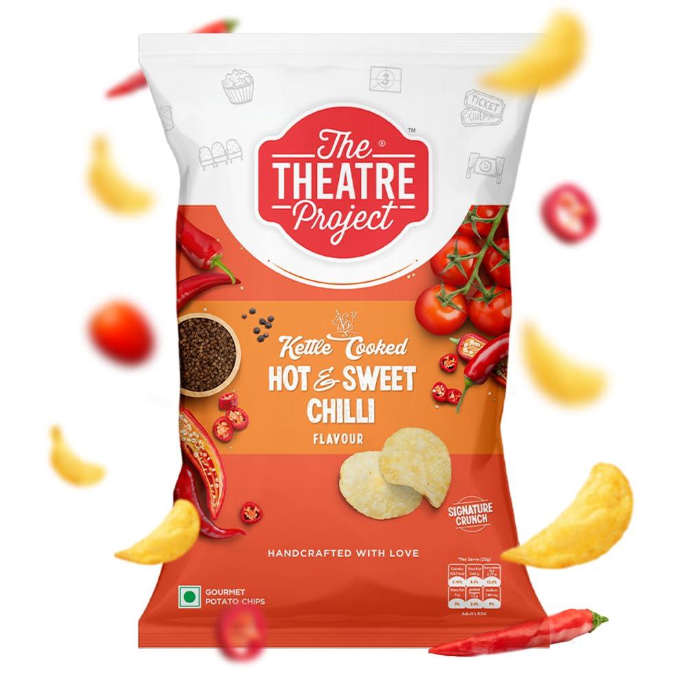 THE THEATRE PROJECT The Theatre Project Kettle Cooked Chips, Hot & Sweet Chilli Chips, Potato Chips, Combo Pack of 5 Pouch, 210g
