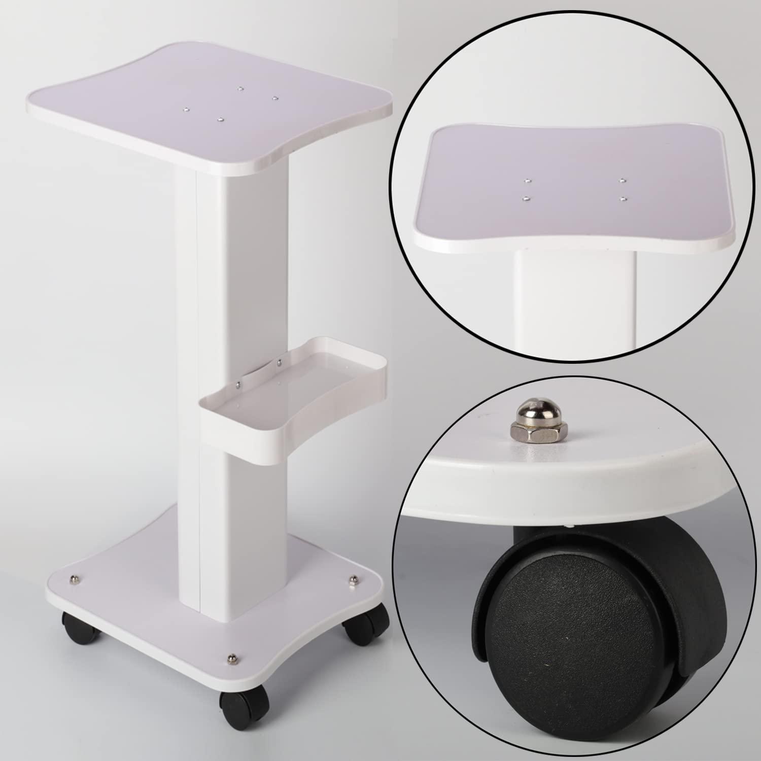 KIYO KIYO Beauty Salon Trolley Cart, Professional Trolley Wheel Stand Hair Salon Beauty Mobile Cart White Storage Spa Cart Rolling Trolley Hair Instrument