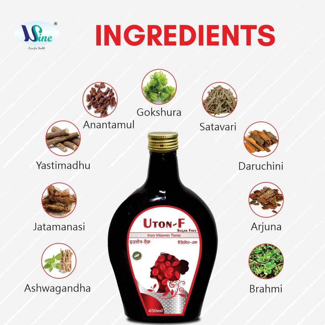 Usine Usine Uton-F Iron Vitamin Syrup (Sugar Free) | Increase Red Blood Cells | Enhance Vitamin & Mineral | Gmp Certified | 100% Ayurvedic - Syrup