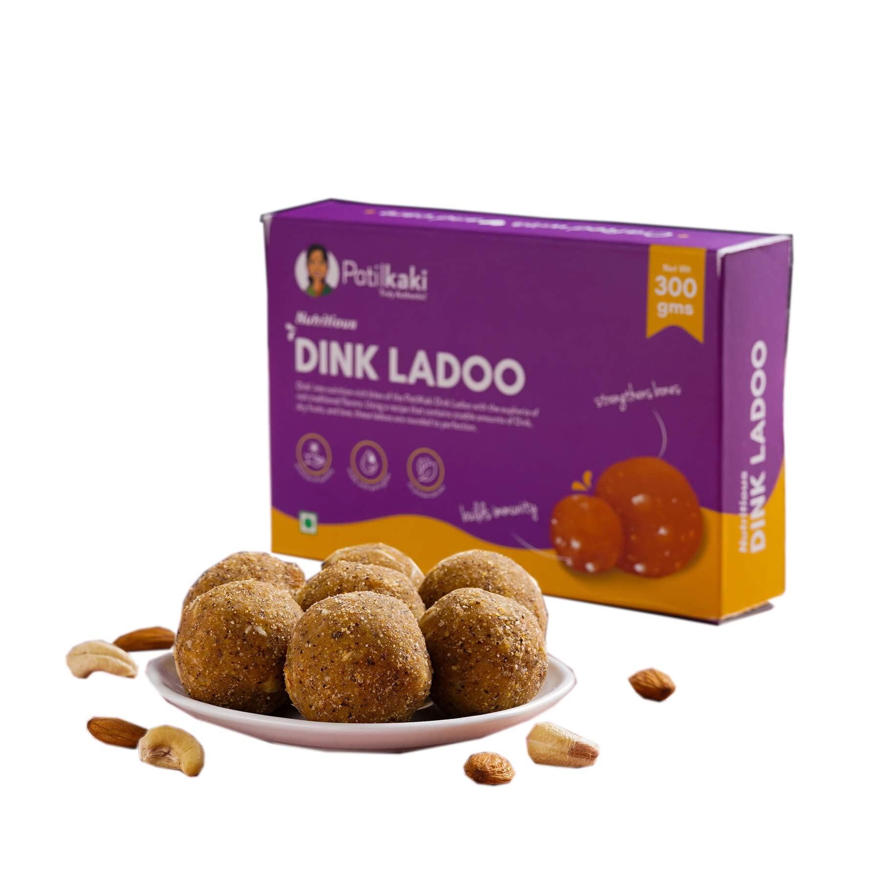 PATIL KAKI PATIL KAKI Handmade Dink Ladoo|Dry Fruits|Jaggery|Pure Desi Ghee|No Preservatives|No Added Sugar|Gond Ladoo|Organic|Post Delivery|300Gram|12 Ladoos