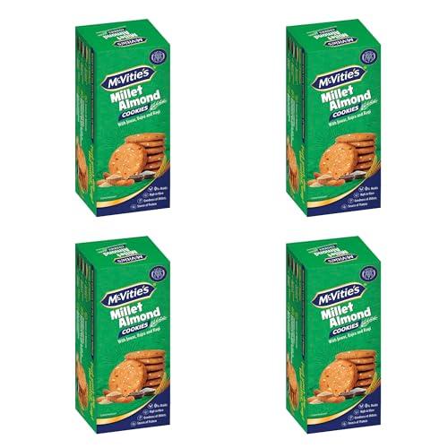 McVities Mcvitie\'s Millet Almond Cookies With Goodness of Wholewheat, Jowar, Bajra, Ragi and 0% maida, 73.6g (Pack of 4)