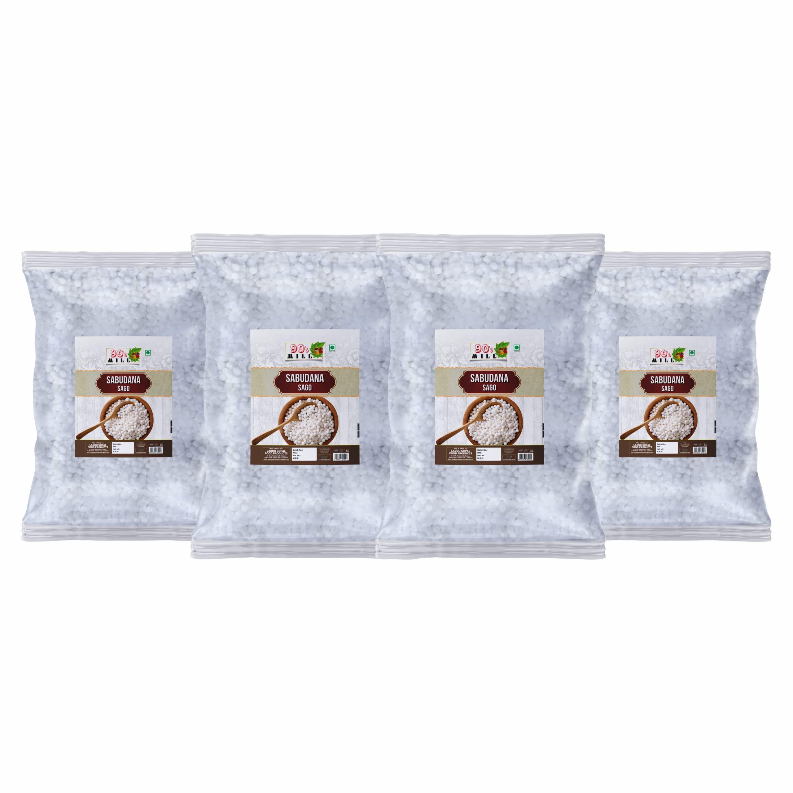 90's MILL Saggubiyyam Sabudana/Sago/Sabu/Rabia/Sagu/Tapioca Pearls Good Source of Energy-3920g(980g*4Pkt)