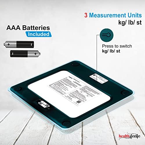 Healthgenie Healthgenie Weight Machine for Body Weight With 3 Yrs Warranty & Thick Tempered Glass LCD Display Digital Weighing Machine (Brushed Black) HD-221
