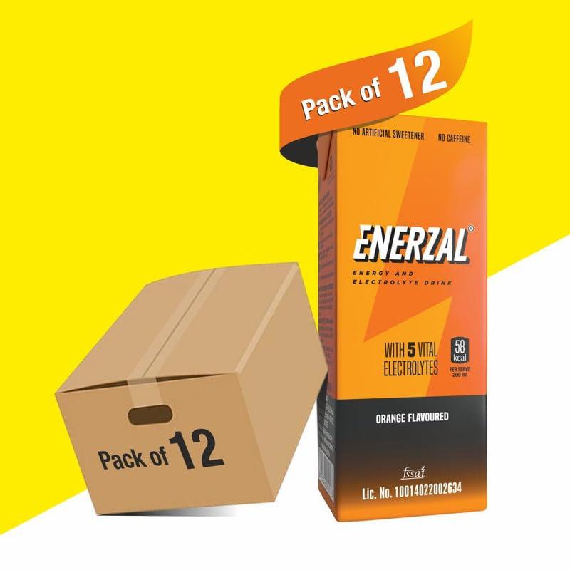 Enerzal Enerzal Energy & Electrolyte Drink Orange Flavour Liquid 200ml (Pack of 12)