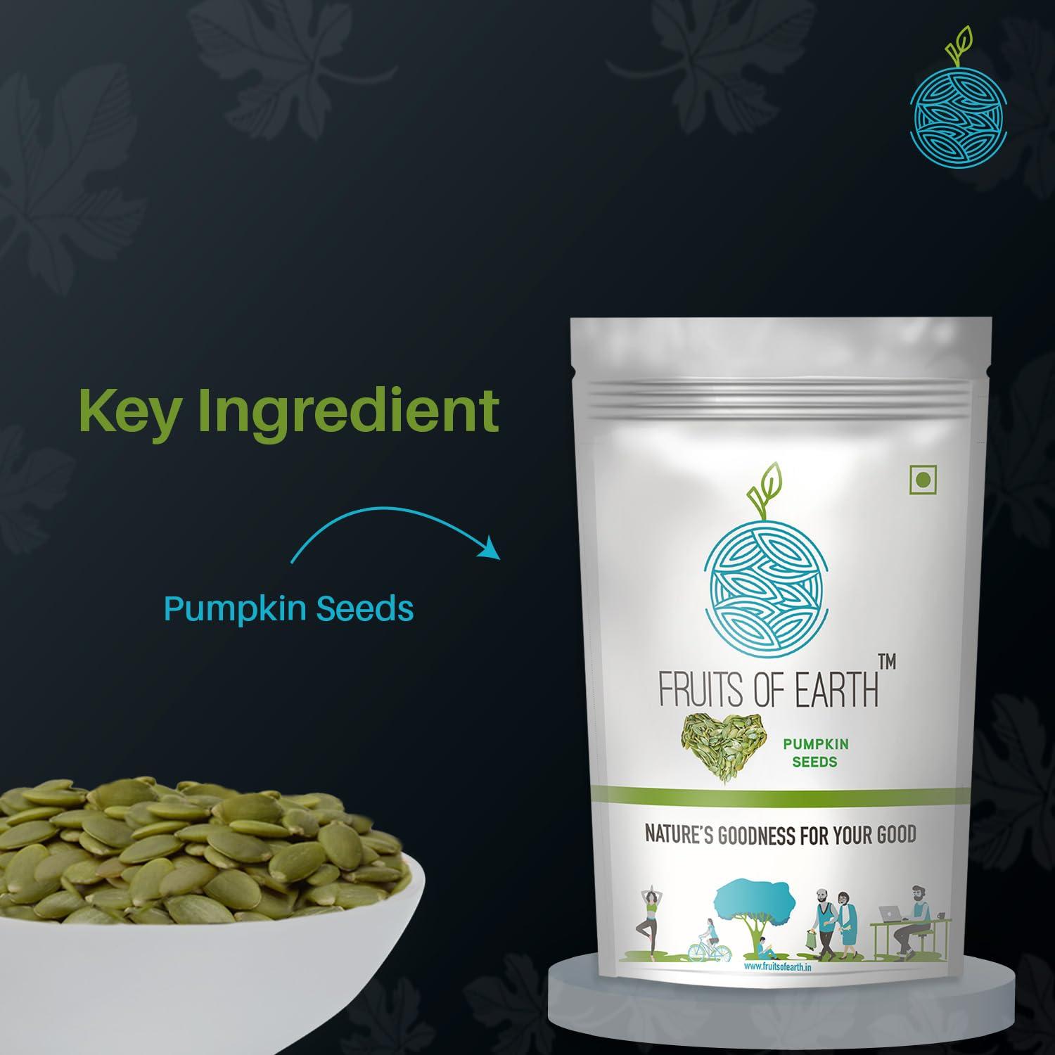 Fruits Of Earth FRUITS OF EARTH 100% Natural Premium Pumpkin Seeds (100 Grams - Pack of 1) | High in Fiber & Boosts Immunity | Supports Digestive Wellness & Bone Health | Rich in Magnesium & Antioxidants | Roasted & Nutritious Seeds