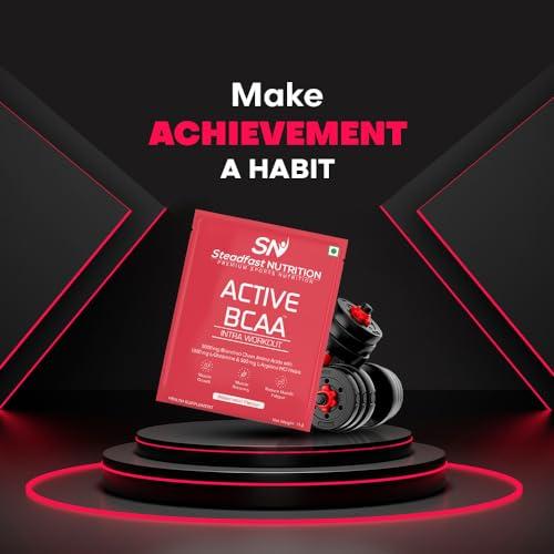 Steadfast Nutrition Steadfast Nutrition Active BCAA | Pre Workout BCAA Supplement in 2:1:1 Ratio | Muscle Recovery & Endurance, Intra workout | BCAA with L-Glutamine & L-Arginine | Watermelon Flavour (450g, 30 Sachets)