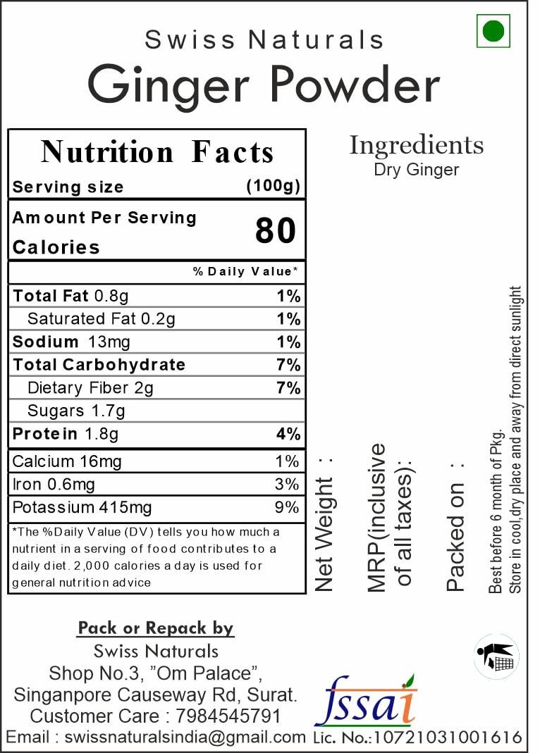 Swiss Naturals Swiss Naturals Organic Dry Ginger Powder/Sunth Powder, 100g