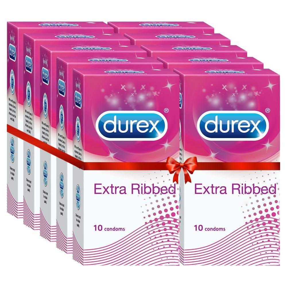 Durex Durex Condoms, Extra Ribbed- 10s (Pack of 10)