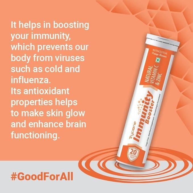 TRYCONE Trycone Immunity Booster for Adults with Natural Vitamin C from Amla Extract & Zinc Antioxidant Immunity Booster Skin care - 60 Effervescent Tablets Orange Flavour
