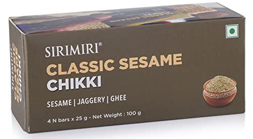 SIRIMIRI SIRIMIRI Assorted Chikkies (Classic Peanut - Classic Sesame - Crushed Peanut - Chocolate Peanut) (Each 2 x Pack of 4) - Total 32 Assorted Chikkies - Total Weight 25G x 32 Count = 800 Grams