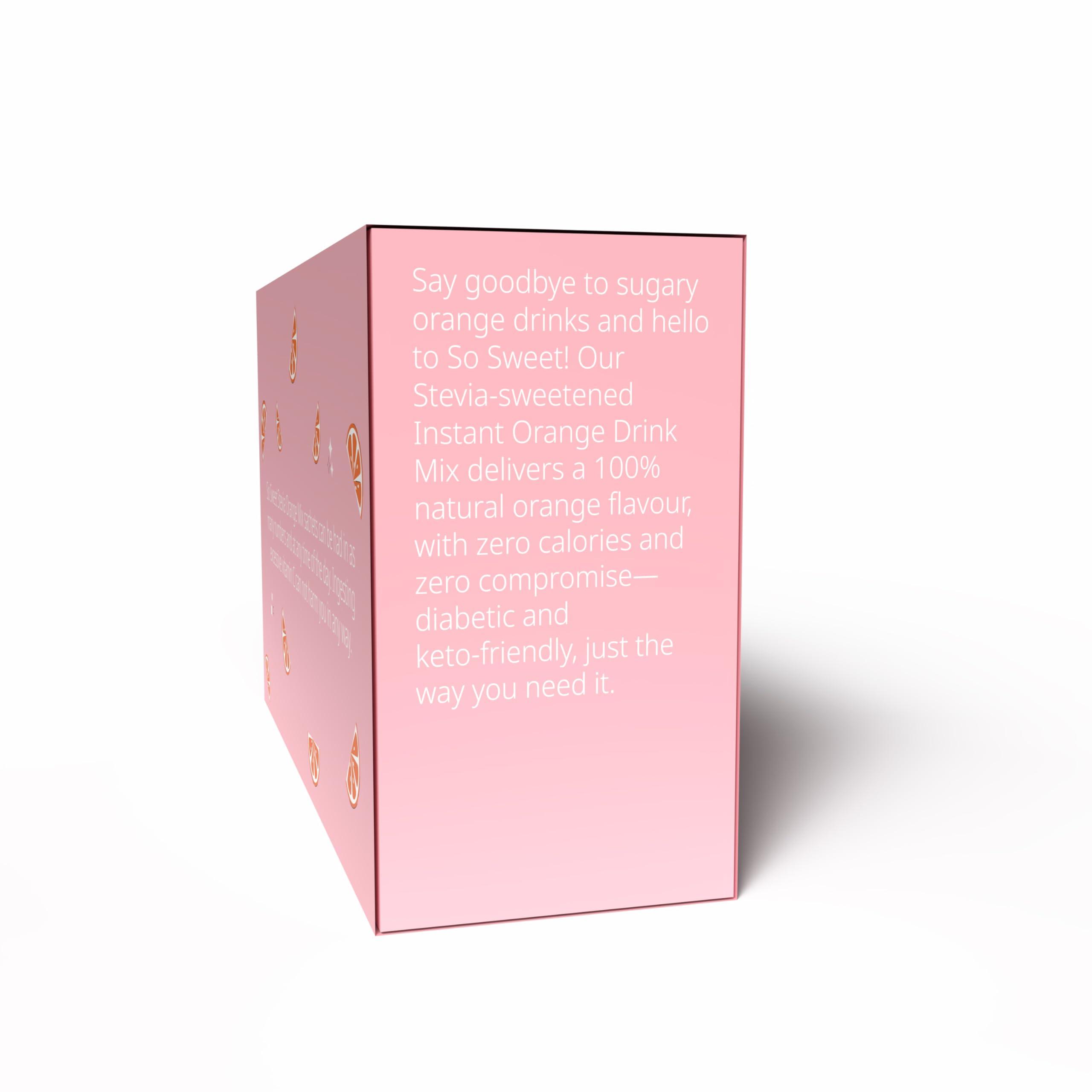 So sweet So Sweet Stevia Orange Instant Drink Mix Sugar Free | Zero Calories| Enrich with Vitamin C | 12 Sachets -Pack of 5