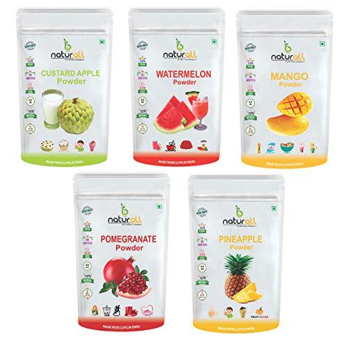 B Naturall B Naturall Fruit Powder Combo Pack of 5 Custard Apple, Mango, Pomegranate, Pineapple & Watermelon Powder |Dry, No Added Sugars and Preservatives ( 100 GM Each ) = 500 GM by B Naturall