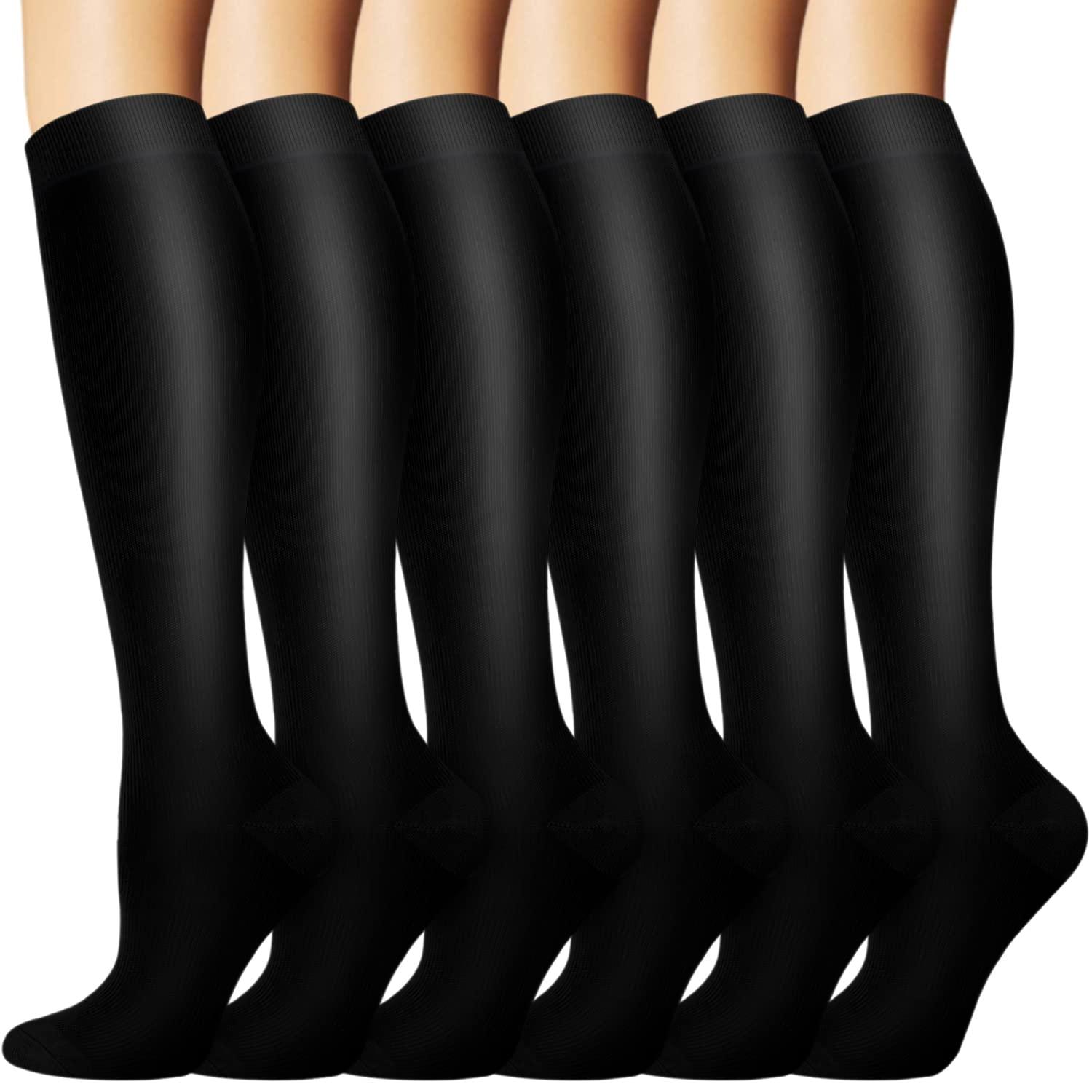 Iseasoo Iseasoo 6 Pairs Compression Socks for Women & Men Circulation,20-30 mmHg Nursing Socks Best for Running,Athletic,Hiking,Travel(Small/Medium)