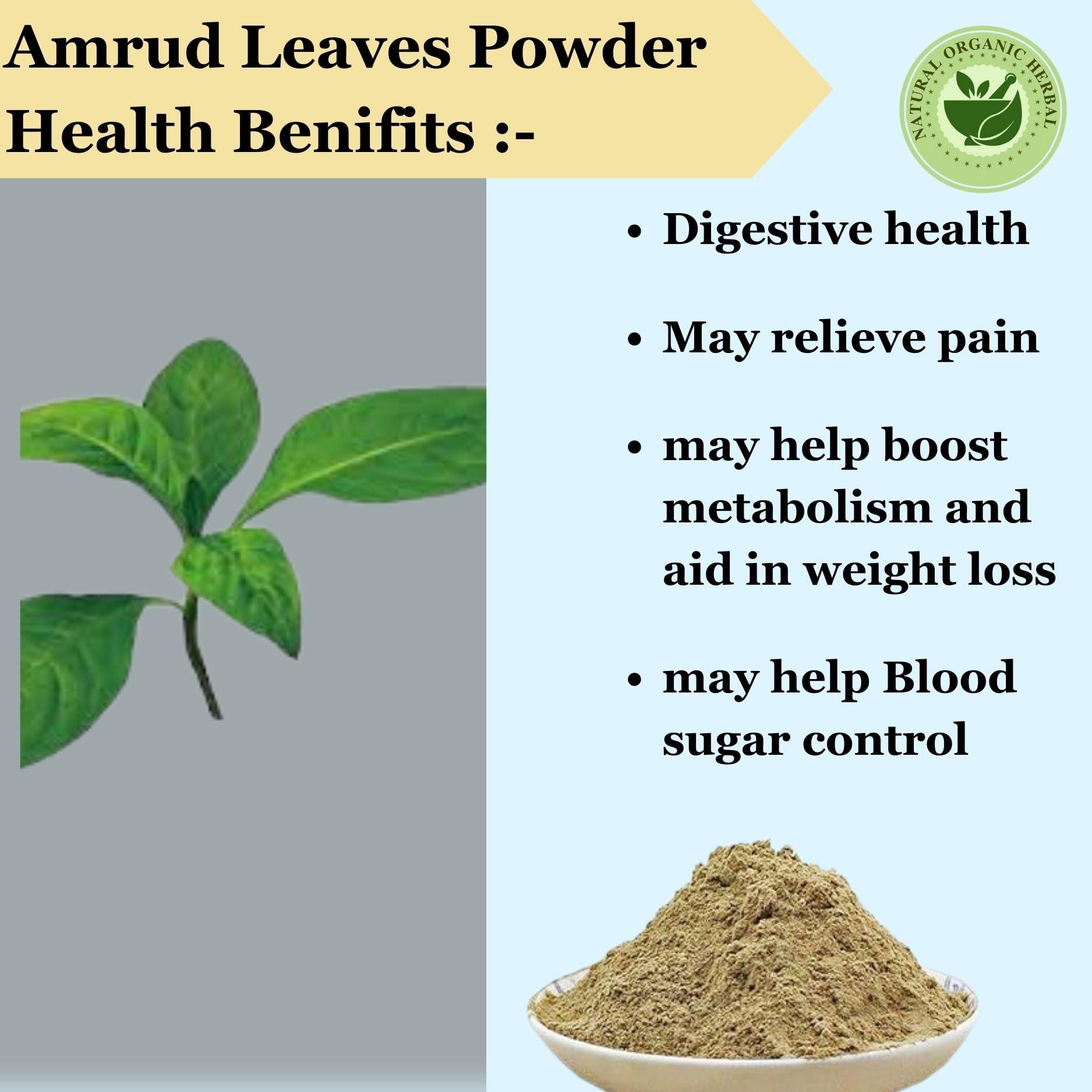 NATURAL ORGANIC HERBAL Natural Organic Herbal Guava Amrud Leaves Powder- 50g -Pure-No Mixing- rich in fiber- -