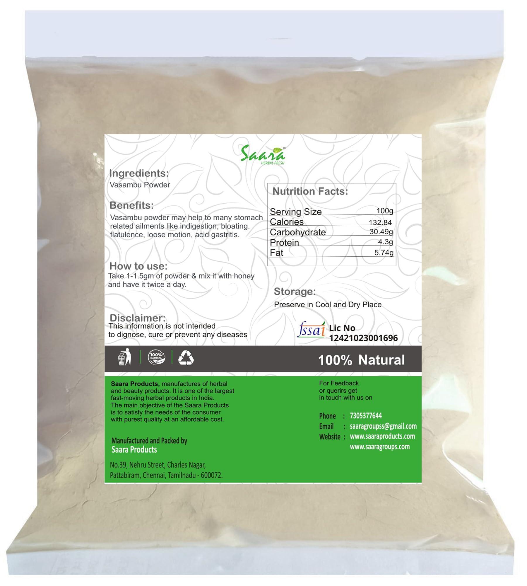 SAARA SAARA HERBAL FRESH Vasambu Powder,200g,Vacha Powder, Acorus Calamus, Sweet Flag powder,Vayambu powder,(Pack of 2 X 100g)