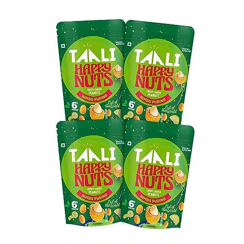 Taali Taali Crispy Coated Peanuts | 150 gm (Pack of 4) | Nimboo Pudina | Healthy Tasty Snacks | 100% Veg., Gluten Free, No Cholesterol, No Trans-Fat