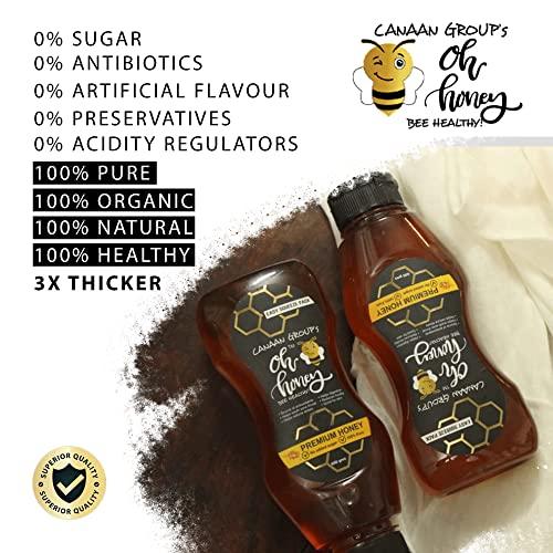 CANAAN GROUP’S oh honey Bee Healthy Canaan Group's Organic Oh Honey | 100% Honey Organic Natural Tulsi Honey | Squeeze Pack | No Added Sugar | 600g