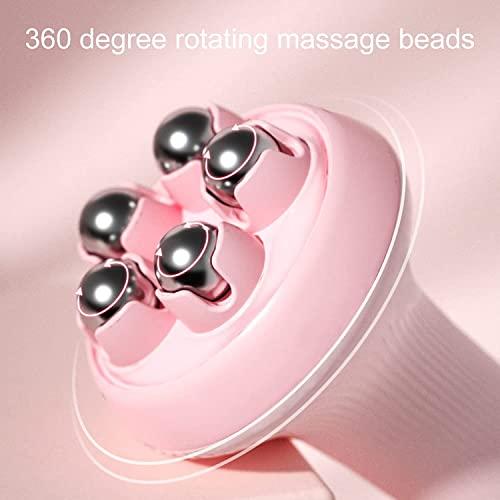 WE-CEF 2PCS Hand Held Massager Hand Massage Glove Massager for Muscle Back Neck Foot Shoulder Leg Pain Relief Massage Tool with Roller Ball Back Scratcher Back Massager Pink