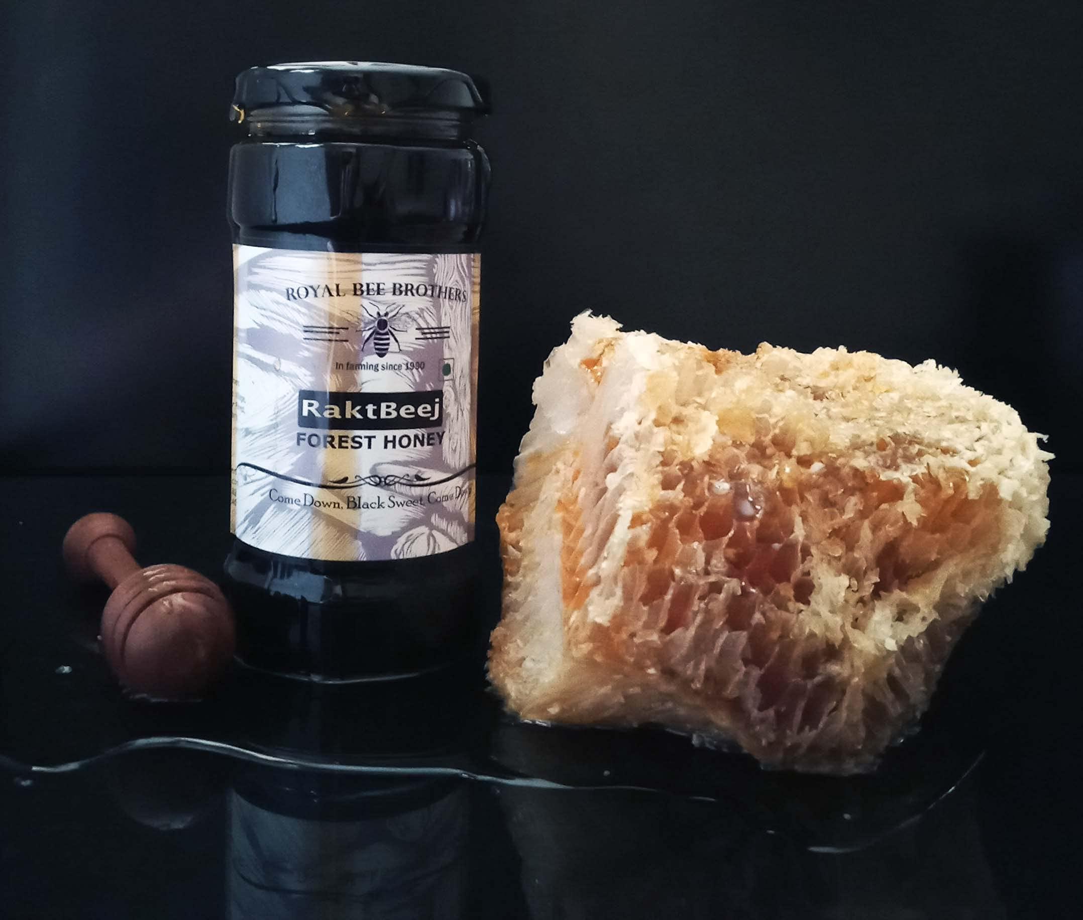 Royal Bee Brothers Wild Forest Raw Honey | Produce of Wild Honey Bee | 100% Pure & Natural, Unprocessed, Unheated, Unadulterated