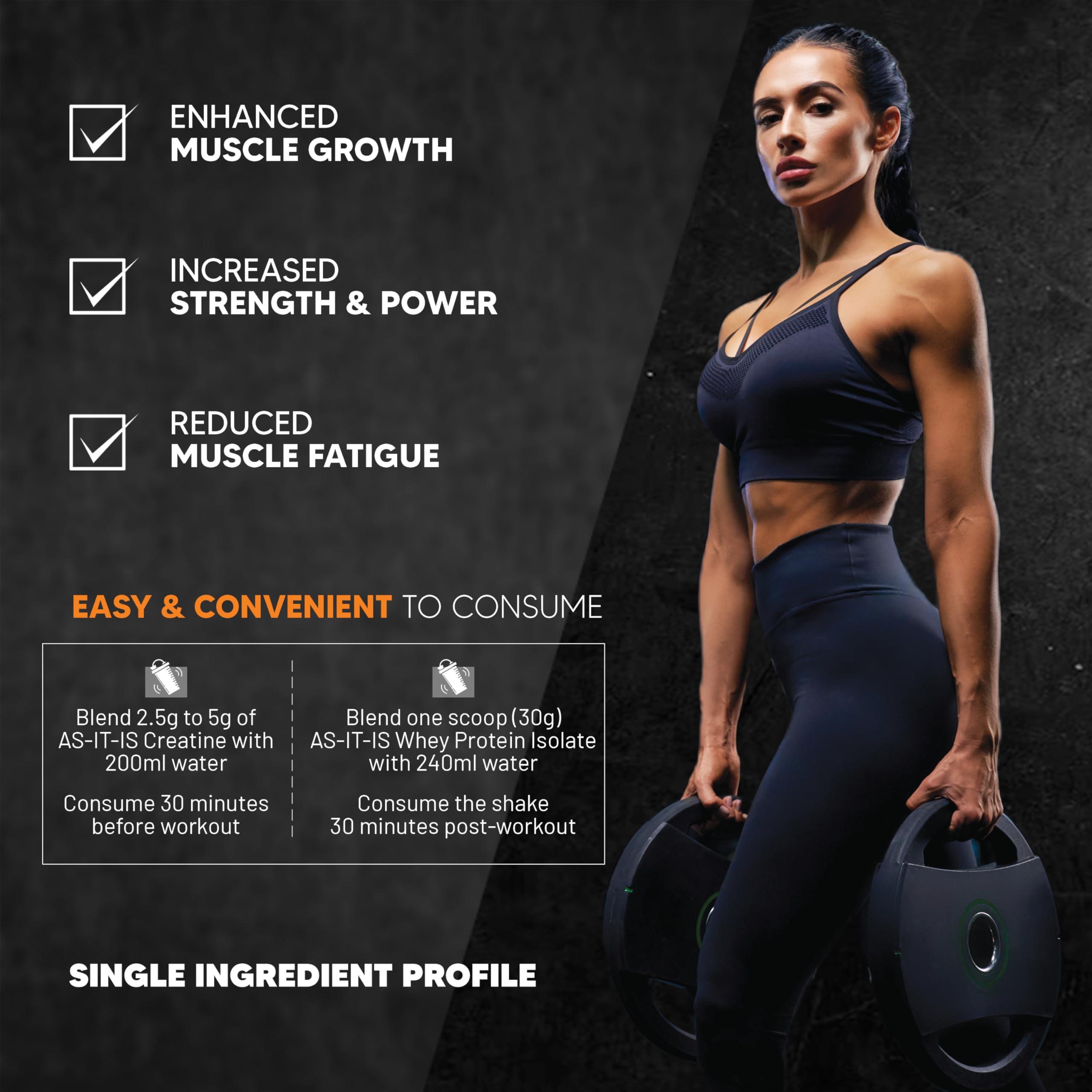 Asitis Nutrition AS-IT-IS Nutrition Whey Protein Isolate | Unflavoured (Whey protein Isolate 1kg + Creatine 100gms) | Combo pack